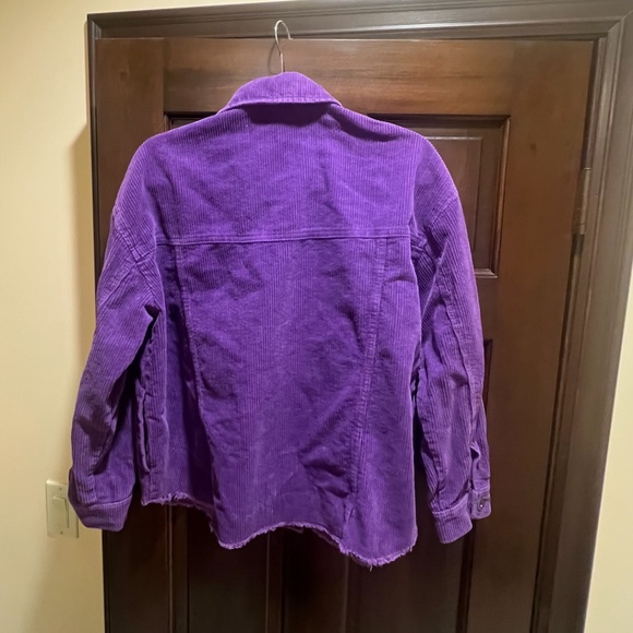 ZARA WOMEN'S CORDUROY LONG SLEEVE BUTTON DOWN SHIRT, SIZE SMALL, PURPLE - Picture 6 of 9